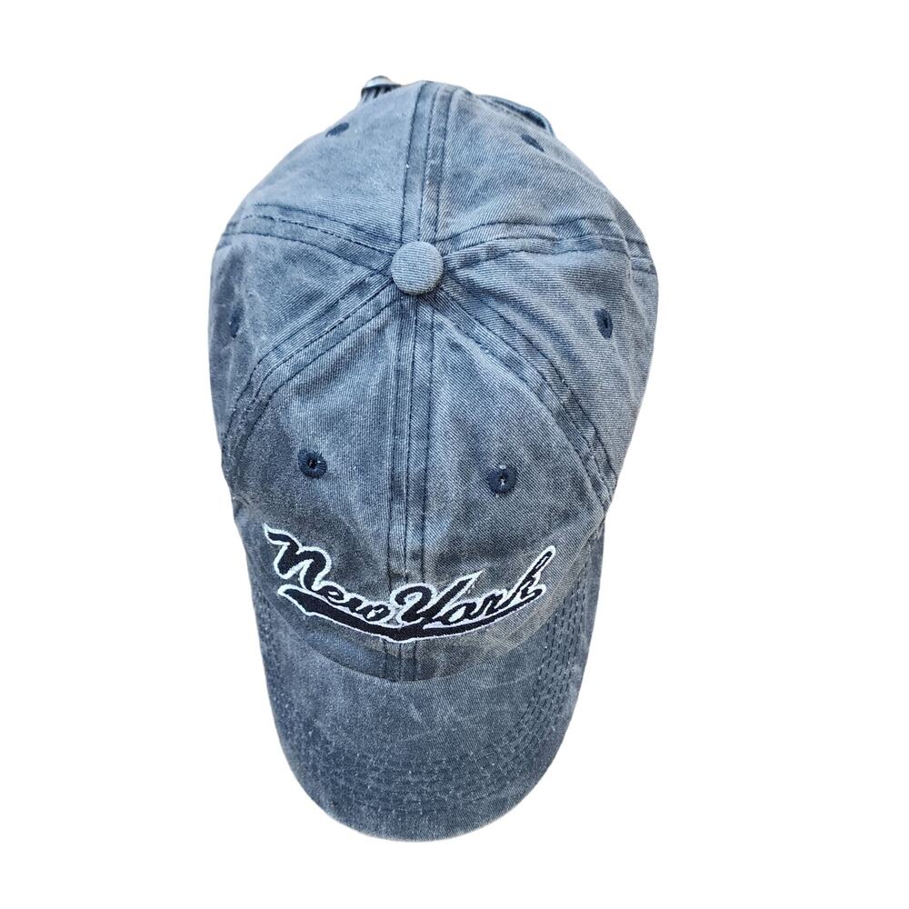 Vintage 90s New York Distressed Dad Hat | Charcoal Gray Embroidered Cap - Picture 4 of 7